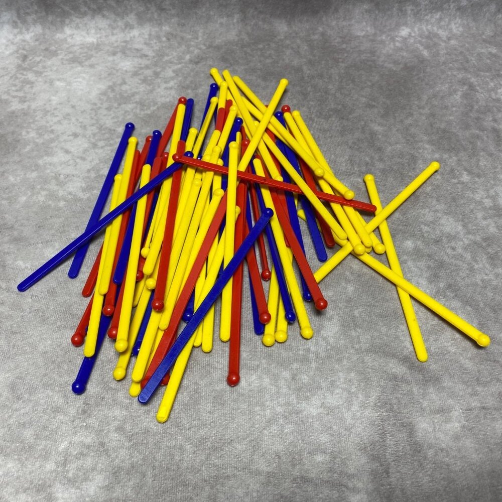 Colorful Plastic Stir Sticks Red Yellow & Blue 6" Long Bulk Set For Parties